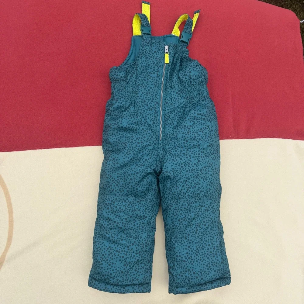 Carters Kids Teal Leopard Print Insulated Snow‎ Bib Overalls Blue 4T C220FS48-LW